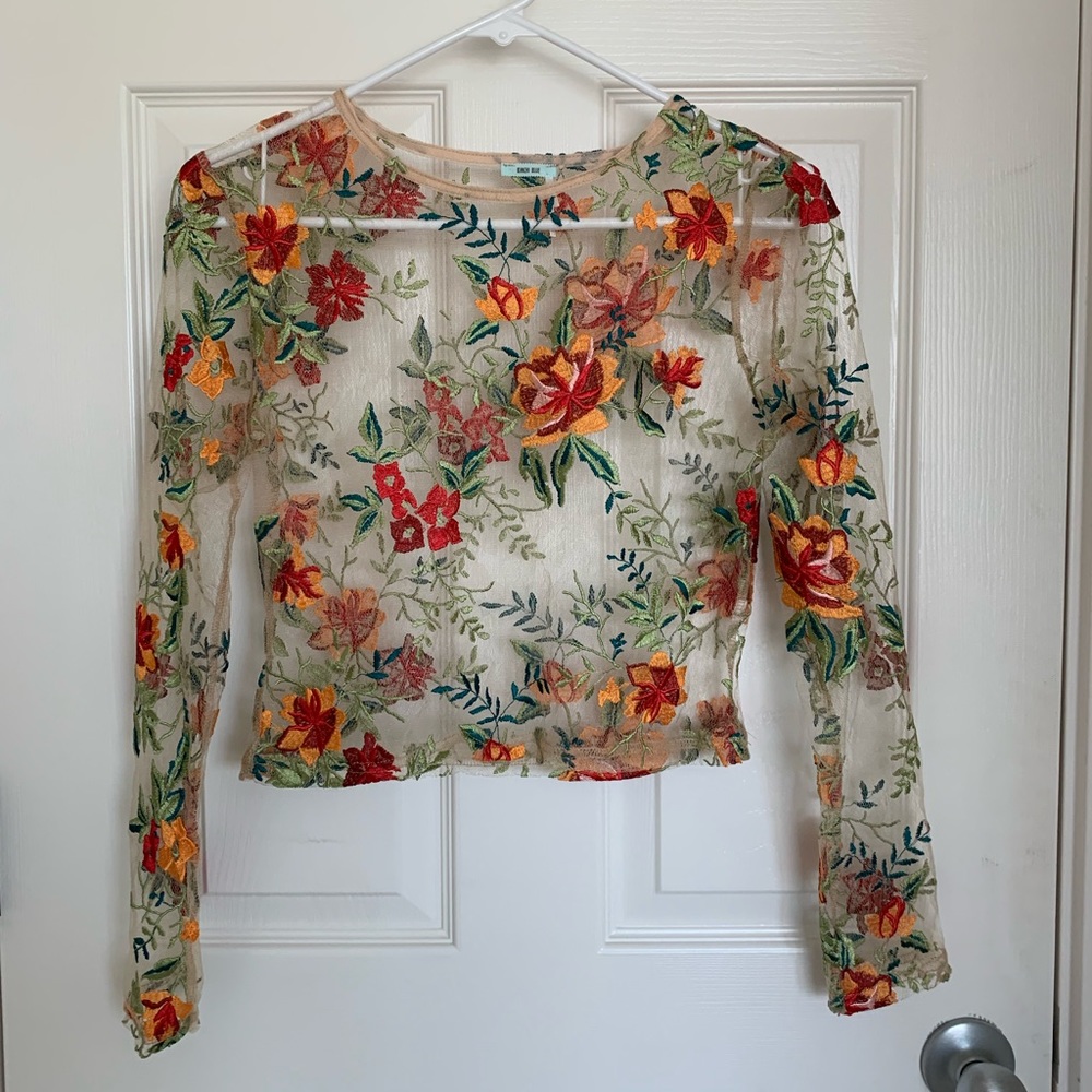Kimchi Blue mesh embroidered top